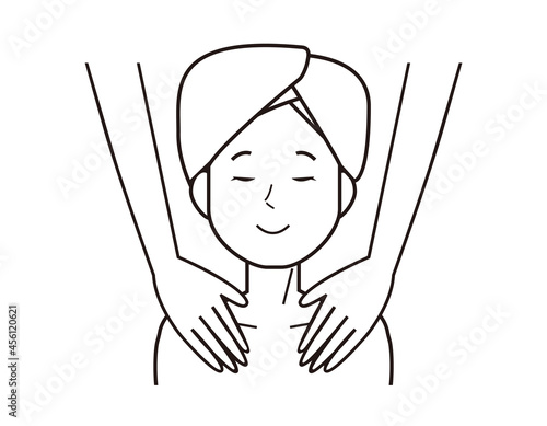Vector illustration of a woman undergoing treatment at an esthetic salon.