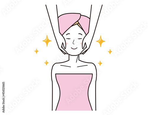 Vector illustration of a woman undergoing treatment at an esthetic salon.