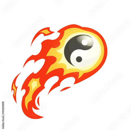 yin yang themed vector with fire