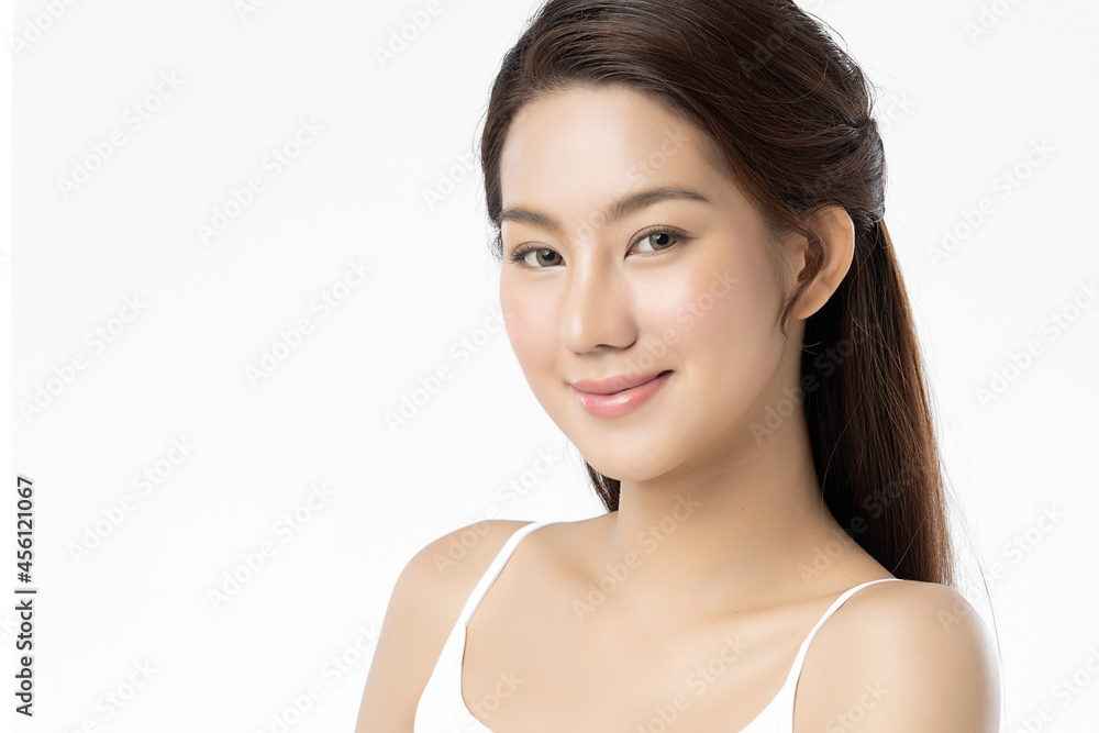 Beautiful young asian woman with clean fresh skin on white background, Face care, Facial treatment, Cosmetology, beauty and spa, Asian women portrait. Beautiful young asian woman with clean fresh skin on white background, Face care, Facial treatment, Cosmetology, beauty and spa, Asian women portrait.