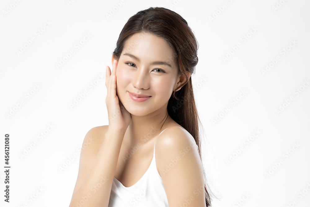 Beautiful young asian woman with clean fresh skin on white background, Face care, Facial treatment, Cosmetology, beauty and spa, Asian women portrait. Beautiful young asian woman with clean fresh skin on white background, Face care, Facial treatment, Cosmetology, beauty and spa, Asian women portrait.