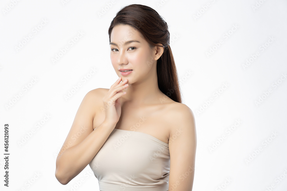 Beautiful young asian woman with clean fresh skin on white background, Face care, Facial treatment, Cosmetology, beauty and spa, Asian women portrait. Beautiful young asian woman with clean fresh skin on white background, Face care, Facial treatment, Cosmetology, beauty and spa, Asian women portrait.