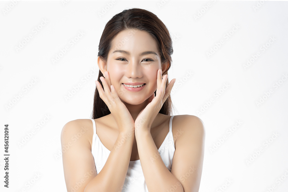 Beautiful young asian woman with clean fresh skin on white background, Face care, Facial treatment, Cosmetology, beauty and spa, Asian women portrait. Beautiful young asian woman with clean fresh skin on white background, Face care, Facial treatment, Cosmetology, beauty and spa, Asian women portrait.