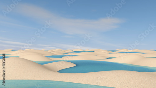 Desert with sky background. 3D illustration, 3D rendering 