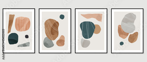 Watercolor abstract art background vector. Mid century modern art design for poster, wall arts, wallpaper and home deco. Vector illustration.