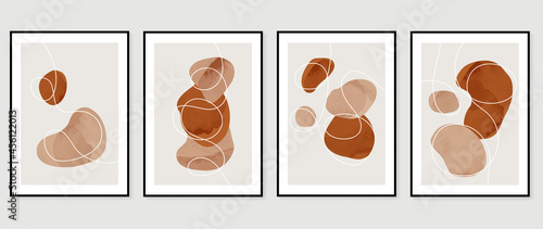 Watercolor abstract art background vector. Mid century modern art design for poster, wall arts, wallpaper and home deco. Vector illustration.
