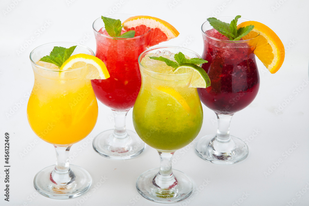 bright summer non-alcoholic cocktails with ice