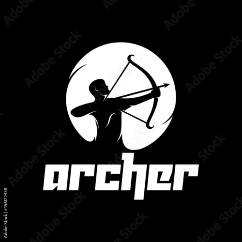 Archer abstract logo template, archer silhouette, Sagittarius vector illustration.