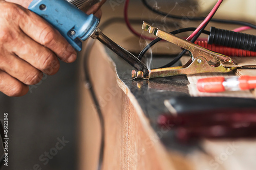 electrician working in a power supply