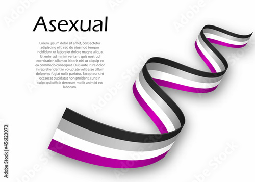 Waving ribbon or banner with Asexual pride flag