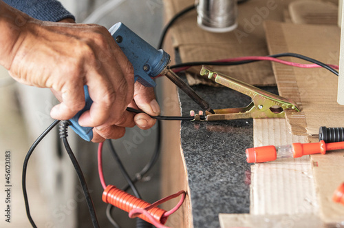 electrician working in a power supply