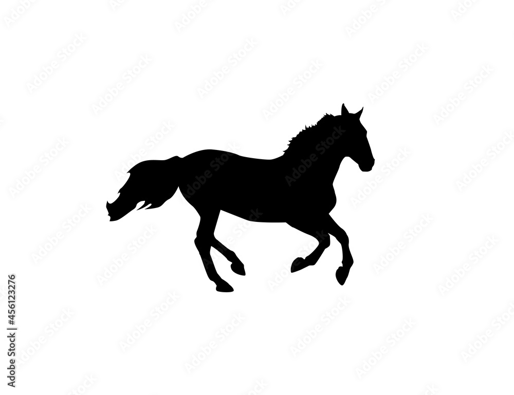 Silhouette of a horse on a white background. Animal clipart vector design illustration.