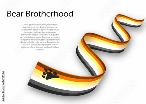 Waving ribbon or banner with Bear Brotherhood pride flag