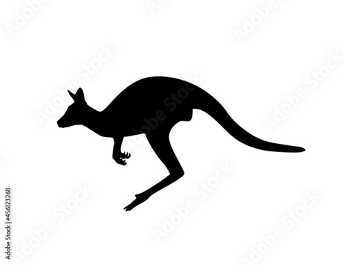 Silhouette of a kangaroo on a white background. Animal clipart vector design illustration.