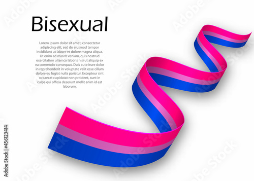 Waving ribbon or banner with Bisexual pride flag