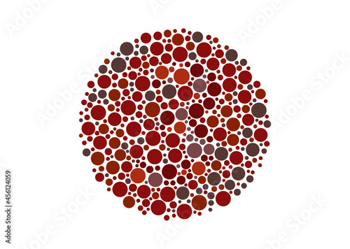 Vector graphic of Color blind test design. The number 3 cunningly hid inside an Ishihara inspired design. A color blindness test shaped color test plate with the number 3. vector eps10.