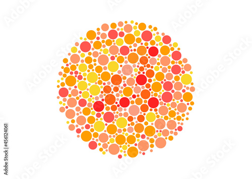 Vector graphic of Color blind test design. The number 4 cunningly hid inside an Ishihara inspired design. A color blindness test shaped color test plate with the number 4. vector eps10. photo