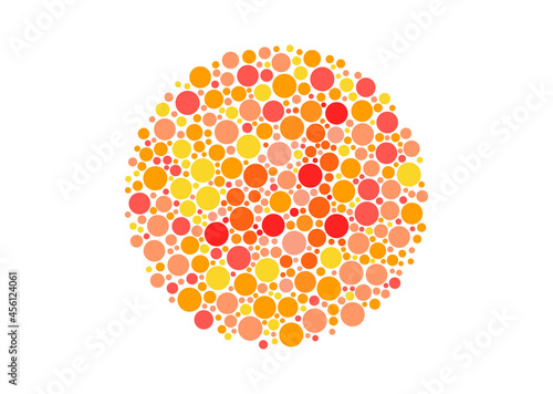 Vector graphic of Color blind test design. The number 4 cunningly hid inside an Ishihara inspired design. A color blindness test shaped color test plate with the number 4. vector eps10.