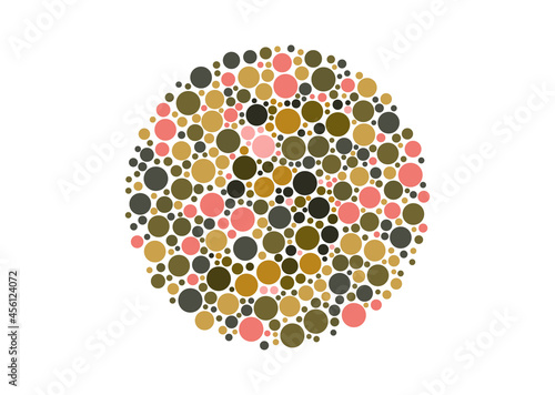 Vector graphic of Color blind test design. The number 5 cunningly hid inside an Ishihara inspired design. A color blindness test shaped color test plate with the number 5. vector eps10.
