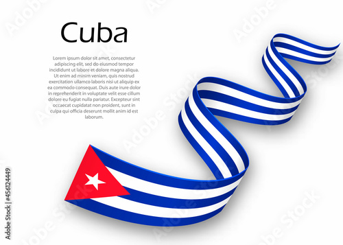 Photography Waving ribbon or banner with flag of Cuba