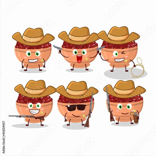 Cool cowboy kidney beans cartoon character with a cute hat