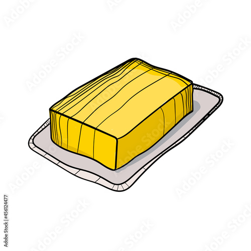 Hand drawn butter on a white background.