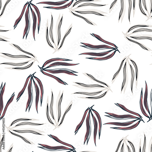 Abstract seaweeds seamless pattern isolated on white background.