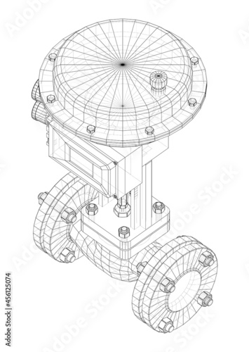 Valve with automatic electro-actuated. Vector