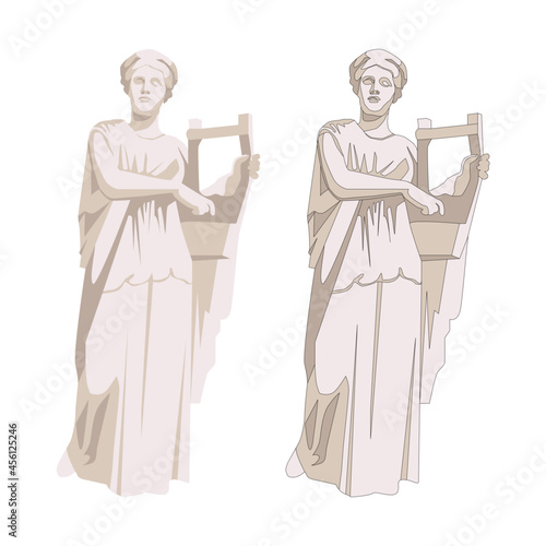 Set of marble ancient Greek Latin statue of the Muse isolated on white Venus