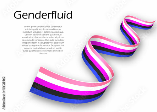 Waving ribbon or banner with Genderfluid pride flag photo