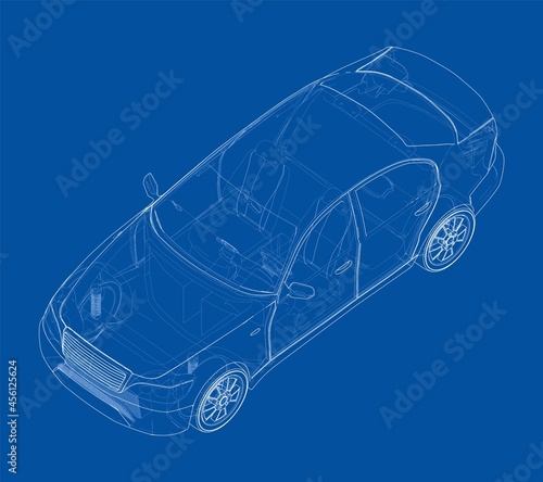 Electromobile. Vector Orthography