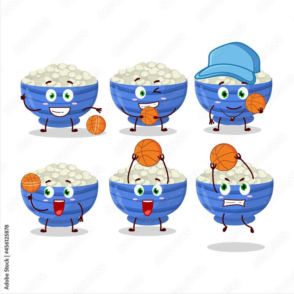 Talented navy beans cartoon character as a basketball athlete