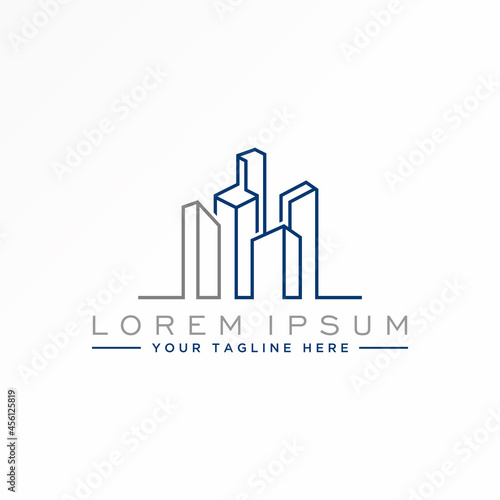 Simple City or Building in 3D with line art image graphic icon logo design abstract concept vector stock. Can be used as a symbol related to construction or property