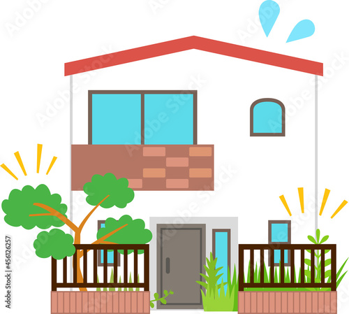 庭が草ぼうぼうの戸建て住宅