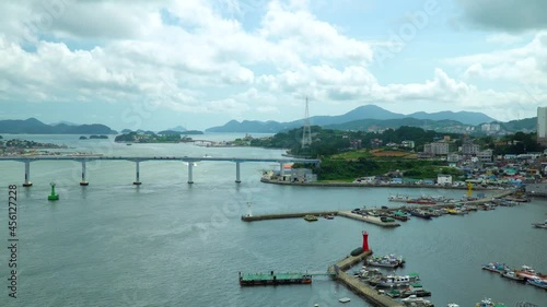 Sailboats Moored At Marina Near Geoje Bridge At Geojedo Island In Gyeongsangnam-Do, South Korea. - Timelapse photo