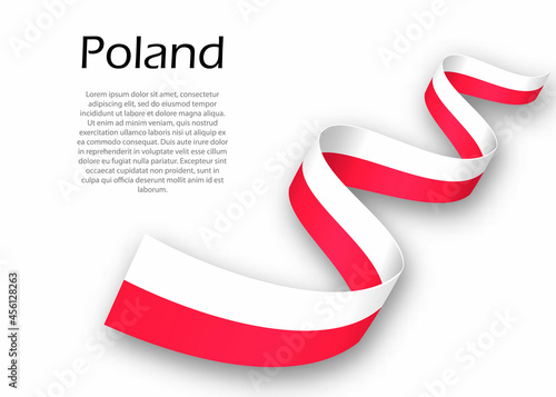 Waving ribbon or banner with flag of Poland