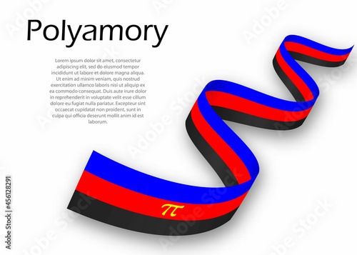 Waving ribbon or banner with Polyamory pride flag