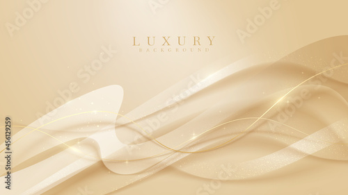 Golden curve line luxury background, Modern cover design. invitation card template concept. Vector illustration.