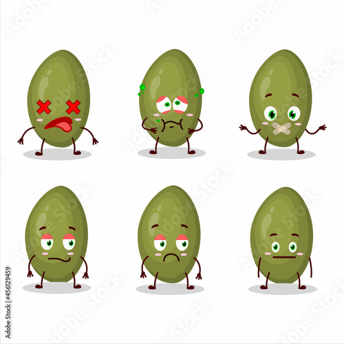 Pistachios seeds cartoon character with nope expression