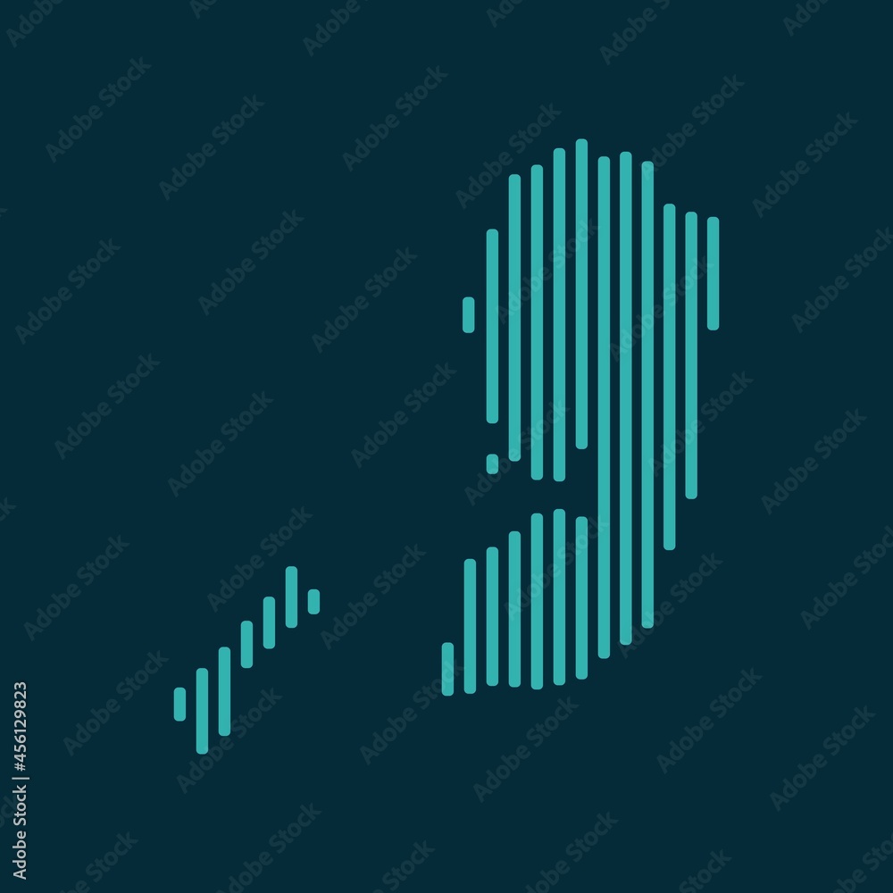 Vector abstract map of State of Palestine with blue straight rounded lines isolated on a indigo background. Vector abstract map of State of Palestine with blue straight rounded lines isolated on a indigo background.