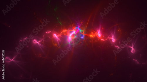 3D rendering abstract multicolor fractal light background