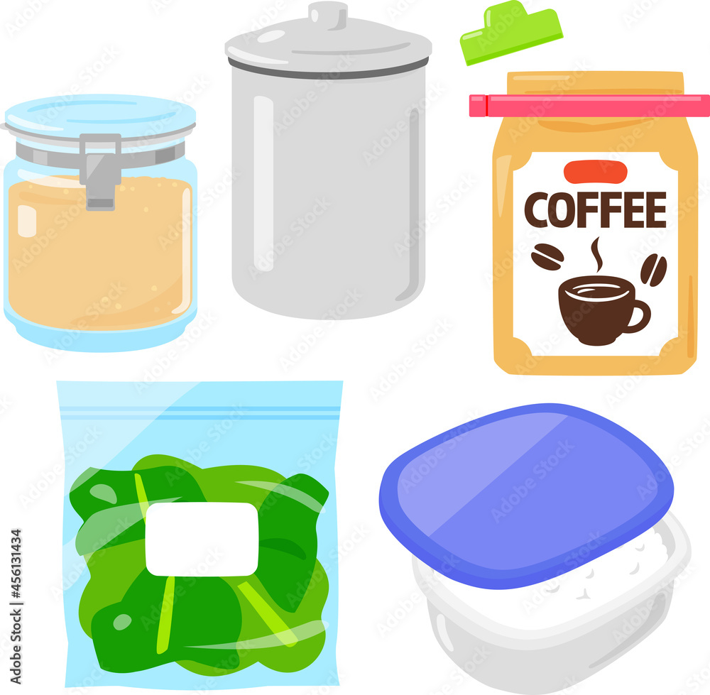 食品保存用品のイラストセット 食品保存用品のイラストセット