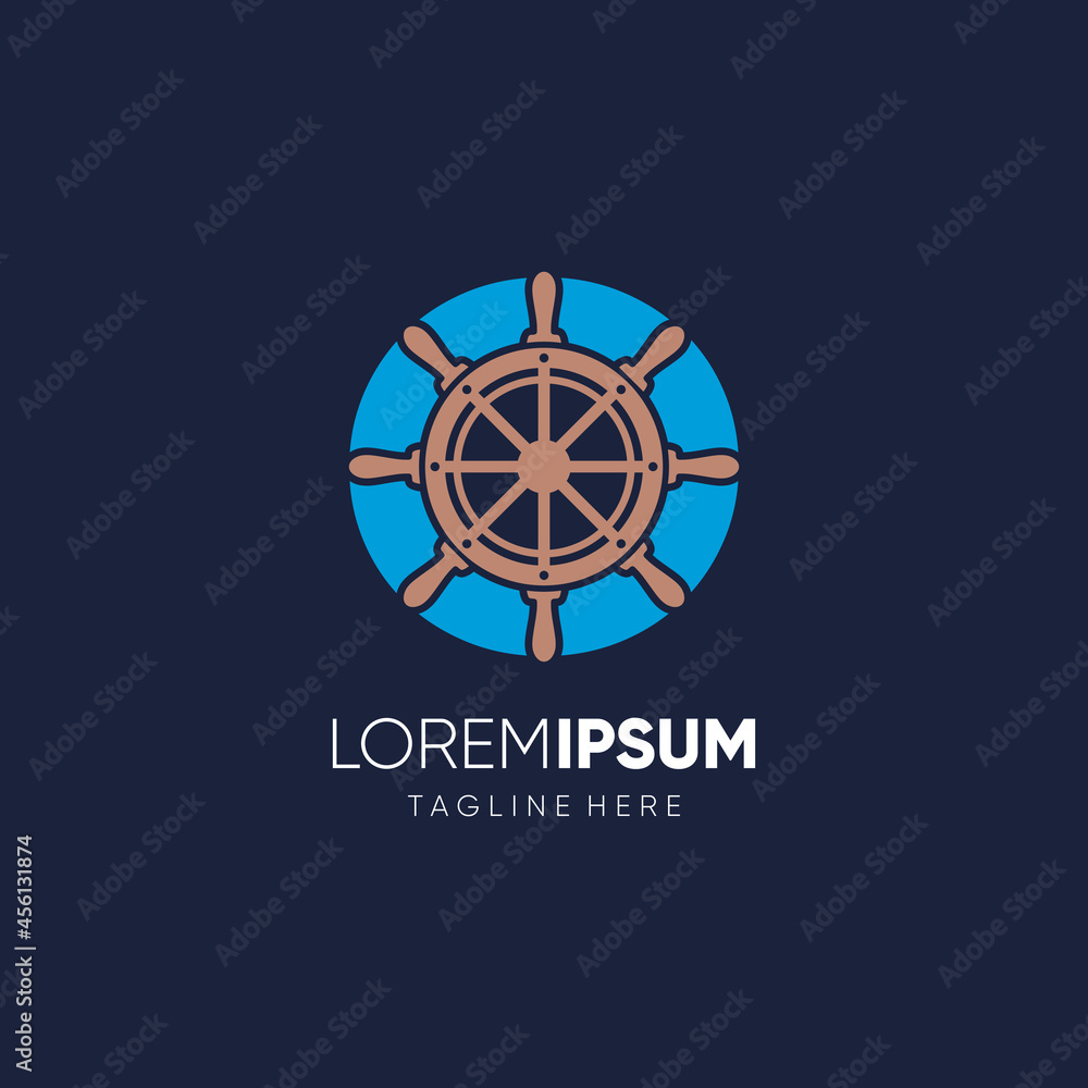 Letter O Ship Steering Wheel Logo Design Vector Icon Graphic Emblem Illustration Background Template