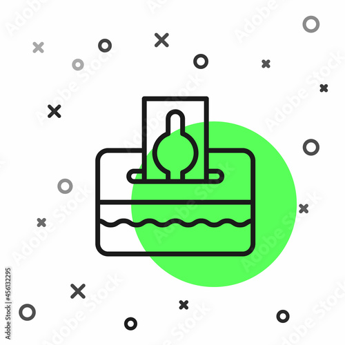 Black line Donate or pay your zakat as muslim obligatory icon isolated on white background. Muslim charity or alms in ramadan kareem before eid al-fir. Vector