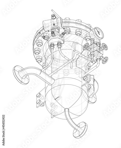 Industrial air filter with taps and pressure gauge