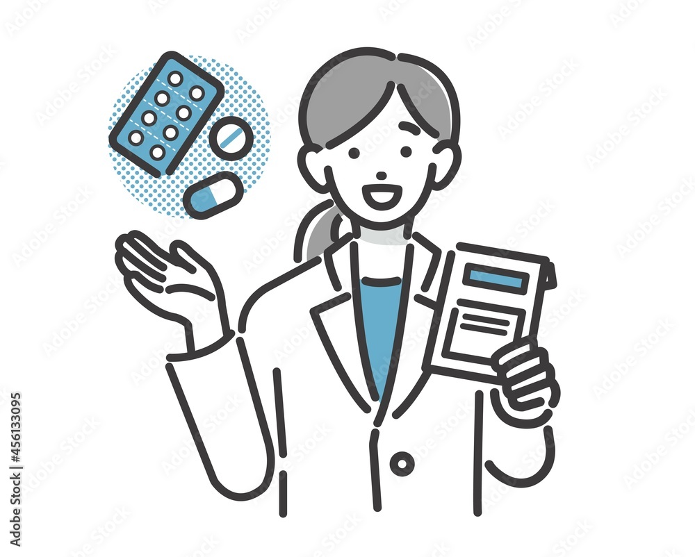 薬の説明をする薬剤師のバストアップのベクターイラスト素材 医者 医療従事者 Stock Vector Adobe Stock 薬の説明をする薬剤師のバストアップのベクターイラスト素材 医者 医療従事者 Stock Vector Adobe Stock