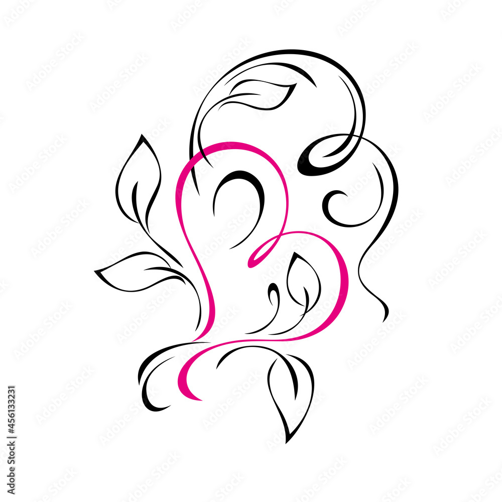 hearts 75. stylized heart with leaves and curls. graphic decor hearts 75. stylized heart with leaves and curls. graphic decor