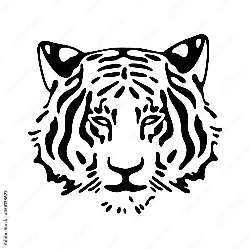 Obraz premium The symbol of the tiger of the New Year 2022. Vector illustration of a tiger portrait.