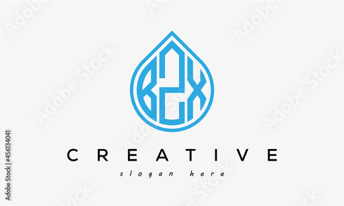 creative water drop letters BZX logo initial template vector	
 photo