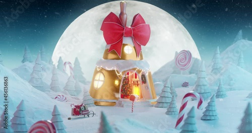 Cute cozy fairy house decorated at christmas photo